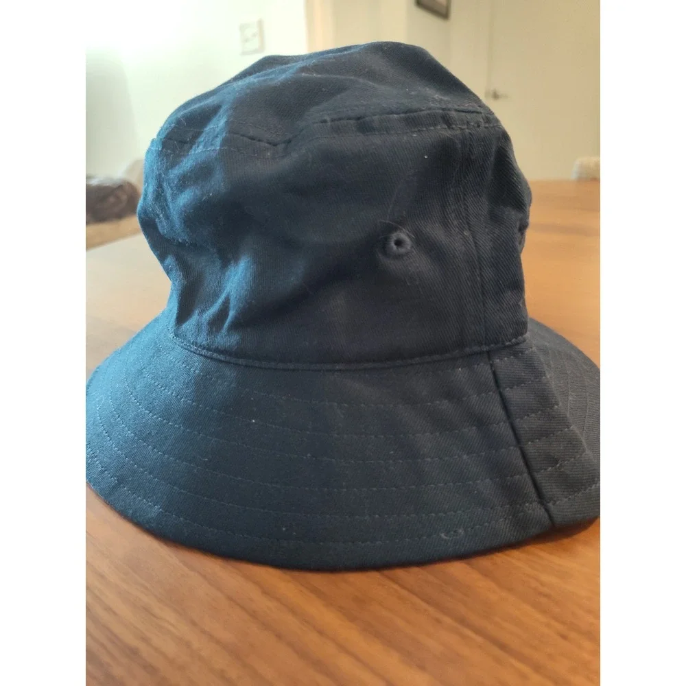 Panama Jack Navy Blue Bucket Hat Cotton Tropical Palm Print Brim Sun Hat OSFM